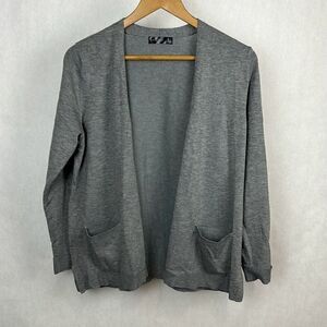 Verve Ami Lightweight Open Front Cardigan Sweater Womens Sz Large Gray Knit
